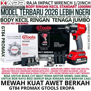 RAJA impact wrench 1000nm gtools gt84 promax body kecil tenaga jumbo bor pembuka baut roda motor mobil cvt TERCANGGIH