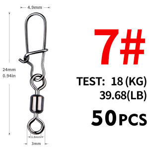 MEREDITH | MEREDITH 50 CÁI Phụ Kiện Câu Cá Bằng Thép Không Gỉ Phụ Kiện Câu Cá Pike Đầu Nối Pin Vòng Bi Xoay Snap Fishhook Lure Tackle Cho Câu Cá Trên Thuyền Trên Biển
