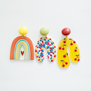 Pastoral Vacation Style Slimming Cherry Rainbow Love Ear Studs