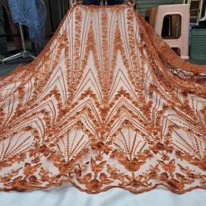 (HARGA PERSETENGAH METER)bakal kain tulle elishabb full payet/bakal kebaya pengantin mewah/brokat kebaya payet