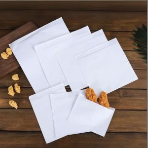 EC 100Pcs White Greaseproof Paper Bag Pouch Food Wrapper Sandwich Pouch Fried Chicken Fried Pouch
