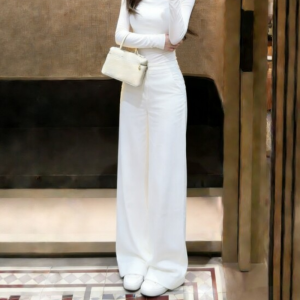 VKSOD | White Thin Long Sleeve Casual Trousers
