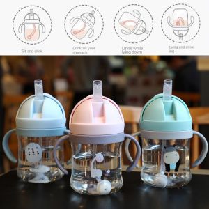 250ML Baby Water Drinking Cup with Handle Hands Safe Tasteless Leakproof Training Water Bottle