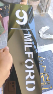 19x5 inch Laser cut acrylic House Number/Signage/Marker glossy black/white