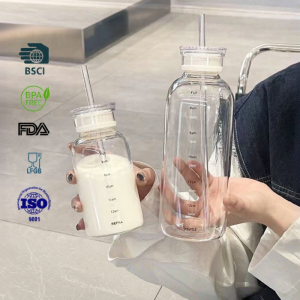 Heat Resistant Large Capacity Portable Transparent Glass Cup