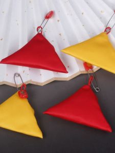 Pure Red Triangle Bag Pin Handmade Necklace Baby Hair Bag Lucky Charm DIY Material Kit Fashion Jewelry Storage Solution