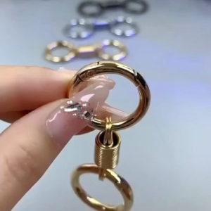 4PC O Ring Spring Buckle 25mm 38mm Round Rings Carabine Snap Hook Spring Keyring Gold Metal Hardware