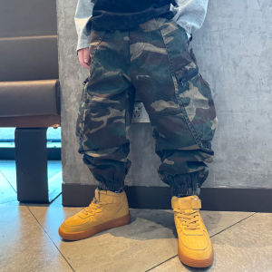 Camouflage Work Pants for Boys Kids Casual Street Dance Baby Clothes Spring New Arrival Long Pants Middle Waist Elastic Belt