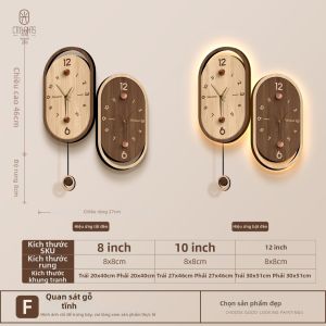 CTYLIGHTZ | Đồng Hồ Góc Hai Mặt Đẹp Vintage Mẫu Gỗ Phong Cách Trừu Tượng Lịch Năm Im Lặng