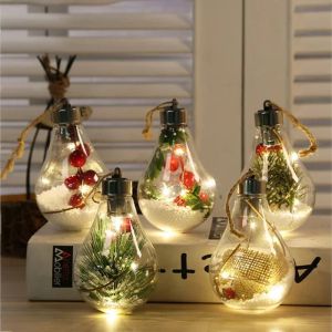 LED Christmas Bulb Decorative Light Hanging Light Christmas Ornaments Home Party Wedding New Years Decor Transparent Night Lamp