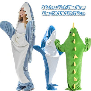 Dành Cho Người Lớn chăn Cá Mập Mùa Đông Flannel Trùm Đầu Túi ngủ cá mập Chăn Cho Phụ Nữ Người Đàn Ông Cosplay Một Mảnh Cá Mập Homewear Phim Hoạt Hình Mặc Cá Mập chăn đuôi