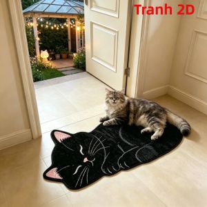 VIKAMA Mèo Dễ Thương Sang Trọng Thảm Mềm Mại Thoải Mái Phòng Ngủ Thảm Trong Nhà Ngoài Trời Lối Vào Thảm Chống Trơn Trượt Polyester Không Dệt Trang Trí Nhà