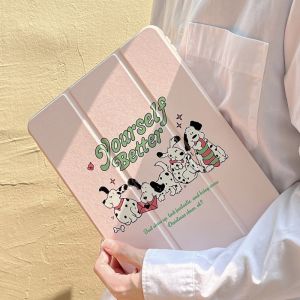 CrashStar Folding Stand Pink Cute Dog Flip Leather Tablet Case For iPad Mini 6 iPad 9.7 5th 6th Air 3 4 5 iPad 10.2 7 8 9 10 Gen iPad Pro 11 12.9 inch 2022 2021 2020 Transparent Shockproof iPad Cover Casing With Foldable Holder Hot Sale