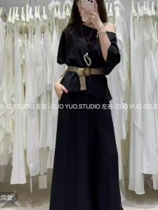 Summer Retro Style One-shoulder Top Set