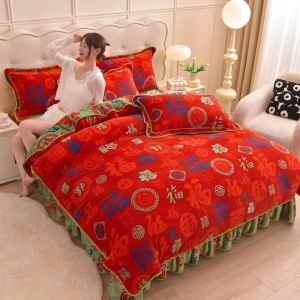 Thick Double Faced Coral Warm Flannel Bedding Set