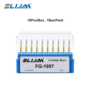FG1957/FG1958 Dental Carbide Bur ELIJAH Golden High Speed Tungsten Steel Crown Metal Cutting Burs Dentistry Tools 10Pcs/Box