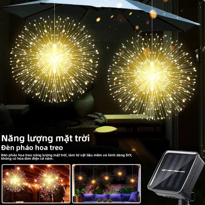 Đèn Pháo Hoa Năng Lượng Mặt Trời Ngoài Trời 90/150/200 Đèn LED 8 Chế Độ Dây Đồng Cổ Tích Đèn Cho Sân Sân Vườn Lều Đảng Giáng Sinh Chống Thấm Nước