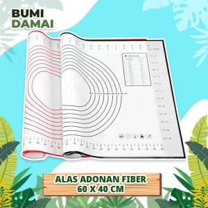 Bumi Damai Alas Adonan Kue Silikon Fiber 60 x 40 CM Tatakan Mat Talenan Giling Gilas Rolling Roti Pizza Fondant Silmat Silicone Kneading Pad Anti Lengket Food Grade