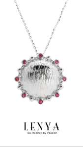 LENYA จี้พลอยสีชมพูทับทิมดีไซน์พระอาทิตย์ ช่วยเสริมด้านพลังรัก กล้าหาญ ตัวเรือนเงินแท้925 ชุบทองคำขาว