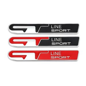GTLine Sportlogo for Peugeot Models: Metal Side Sticker & Rear Trunk Badge