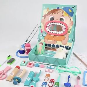 BBTAM Educational Wooden Doctor Toy Set Dentist Pretend Play