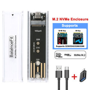 Congdi | Tool-Free M.2 NVMe SATA SSD Enclosure 10Gbps USB C M.2 Adapter Transparent External Solid State Drive Case 2230/2242/2260/2280