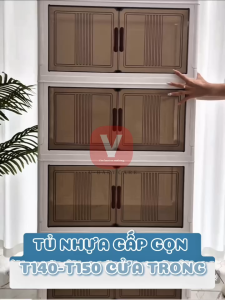 (HỎA TỐC) Tủ Nhựa Gấp Nhỏ GọnTủ Đồ Dùng Đa Năng V-BABY T140 Và T150 Mẫu Mới Lắp Ráp Dễ Dàng