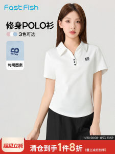 เสื้อยืดคอโปโลผู้หญิงทรงสลิมฟิต ปักตัวอักษร ทรงเข้ารูป ทรงลำลอง เสื้อผ้าทำงาน ฤดูร้อน 2025 เสื้อผ้าทำงานสไตล์ลำลอง