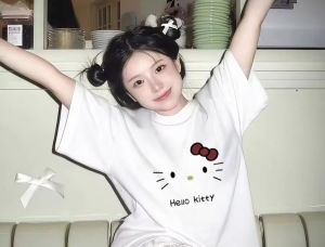Sanrio | 2026 Summer Hello Kitty Minimalist Half Face Print T-Shirt for Adults & Kids 100 Cotton Y2K Aesthetic Oversized Cute Tee