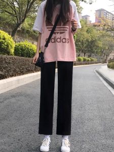 Quần Ống Rộng Màu Đen Cho Nữ Mùa Hè Mỏng Cạp Cao Quần Dài Ống Đứng Rộng Rãi Quần Dài Thường Ngày Quần Dài Đến Sàn