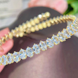 Sequito phụ nữ cao quý đồ trang sức mạ vàng Pave thiết lập hình bầu dục aaaaa đá Cubic Zirconia pha lê hở có thể điều chỉnh Cuff Vòng cổ dây đeo ôm sát cổ cho món quà đính hôn sn033
