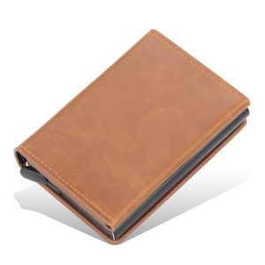 2024 Magnet Anti Rfid Blocking ID Credit Card Holder Case for Men Leather ID Bank Wallets with Magnetic Buckle Closer Cardholder