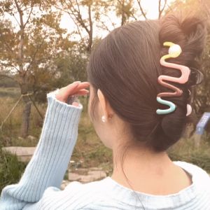 กิ๊บหนีบผมขนาดใหญ่ ลายคลื่น สไตล์แฟชั่นสีสันสดใส สำหรับผู้หญิง