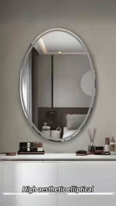 LED elliptical mirror intelligent defogging lighting bathroom three color adjustable makeup mirror