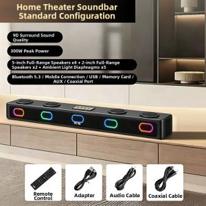 8 Speakers 9D Surround Large Power TV Soundbar Bluetooth Wireless