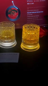 Rotating Whiskey Glass Household Rotating Beer Glass Crystal Glass Glowing Whiskey Glass