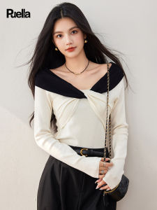 puella | Color-blocked Twisted Design Knit Top