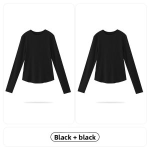 MiiOW | Slim Fit Long Sleeve Round Neck T-Shirt Womens Summer New Style Plus Size Invisible Inner Wear Base Top Thin Cat Person