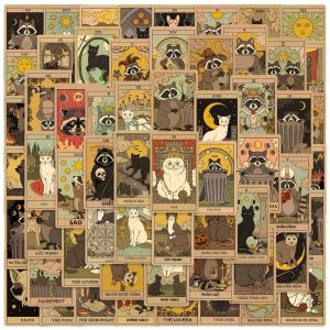 Bộ Nhãn Dán Graffiti Hình Thẻ Bài Tarot Mèo Retro - 10/30/50 Miếng Dán Nghệ Thuật Thẩm Mỹ Gothic Cho Laptop Ván Trượt Sổ Tay Điện Thoại