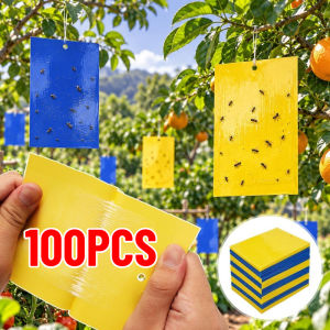 100Pcs Double‑Sided Hanging Sticky Fly Insect Sticker Ticky Glue Paper Outdoor High‑Viscosity Mosquito Insect Killer Trap