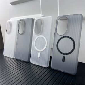 Huawei Nova12Pro Magnetic Absorption Light Thin Frosted Anti-fingerprint Protective Case Full Cover Corrugated Pattern Simple Design