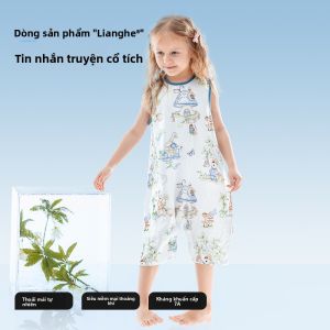 Usbettas | Áo liền quần trẻ em không tay vải cotton tre nhẹ mùa hè