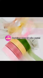 Set 10 Dây Ruy băng voan tuyết ST GROUP có viền màu pastel nhẹ nhàng dài 80cm rộng 3.8cm Ribbon voan trang trí phụ kiện DIY