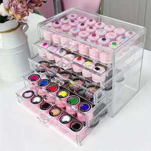 1pcNail polish storage box nail polish display box transparent multi-layer storage rack cosmetics lipstick jewelry storage