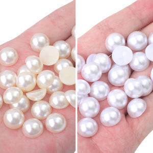 50-1000ชิ้นไม่มีหลุมครึ่งรอบ ABS มุกเทียม1.5-14มิลลิเมตรสีขาวงาช้าง F Latback ลูกปัดสำหรับเครื่องประดับทำ DIY H Eadwear เล็บโทรศัพท์ตกแต่งงานฝีมือ