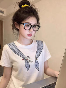 LANMENGYA | Printed White Short Sleeve T-Shirt Women Summer New Design