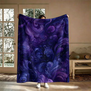 BILIBILI | Celestial Baroque Swirl Flannel Blanket Perfect for Sofa Office Bed Travel Sleep Read Relax Camping Four Season Use