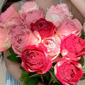 Artificial Red Rose Flowers Romantic Valentines Day Silk Roses Bouquets Fake Flower for Wedding Party Home Decoration