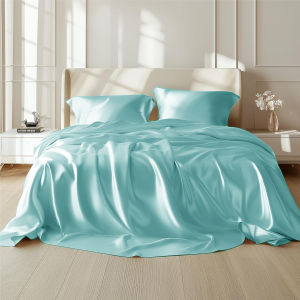 White Minimalist Luxury Washed Silk Bed Sheet Single Piece Summer Cool Feeling Ice Silk Duvet Cover Silk Pillowcase Set