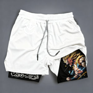 Bandai | Summer Dragon Ball Anime Men Shorts Running Shorts Elastic Waistband Sports Fitness Gym Wear Double-layer Quick Dry Beach Pants